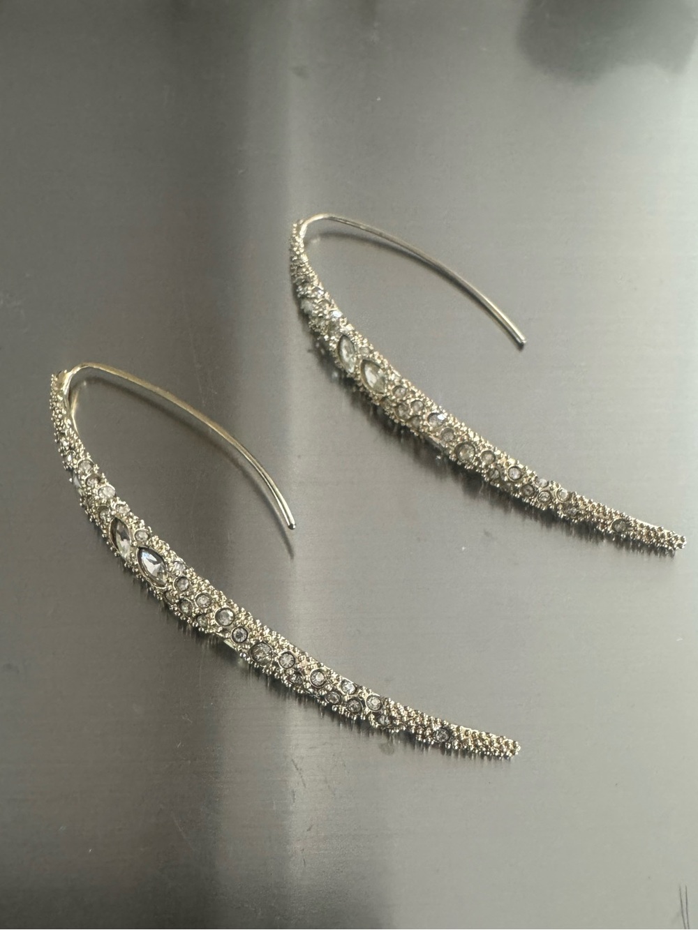 Alexis Bittar Crystal-Encrusted Curved Drop Earrings